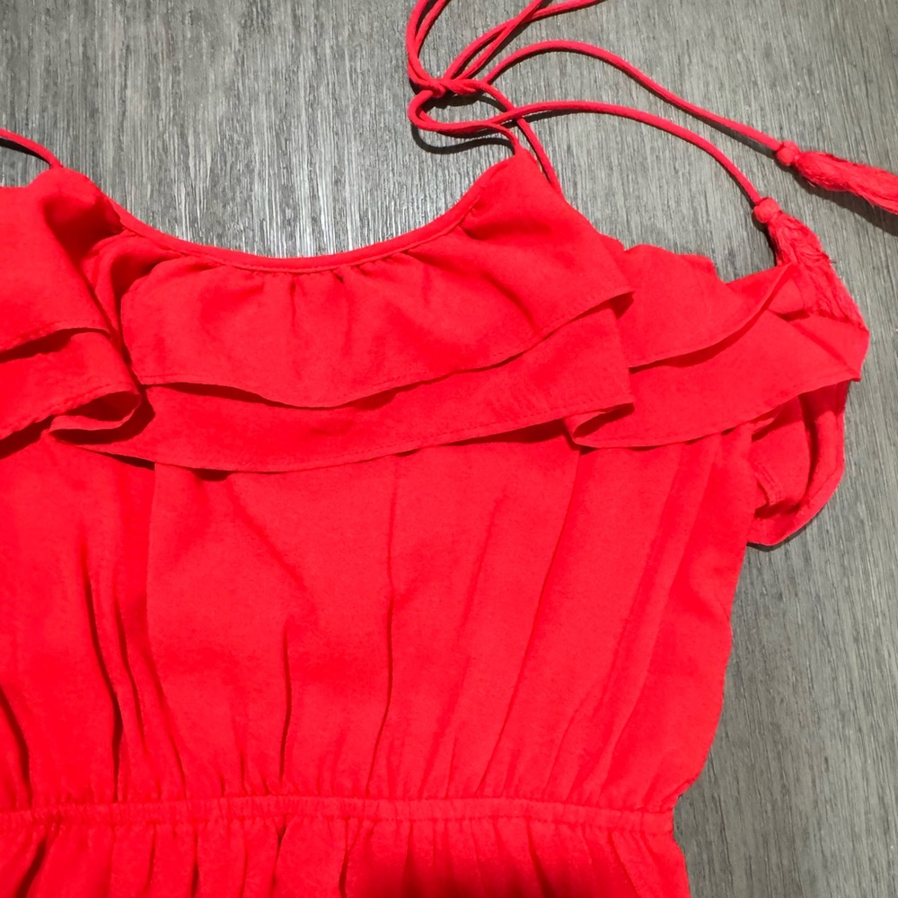 Red Ruffled strapped Dress - Picture 5 of 5